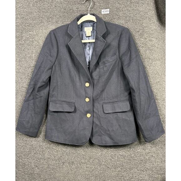 LL Bean Wool Blend Blazer Sport Coat Jacket Womens Size 10P Blue 3 Buttons - Picture 1 of 7